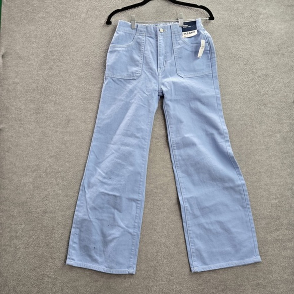 Old Navy Women Pants XL(12) Light Blue Baggy Wide Leg Twill 27" Inseam NWT